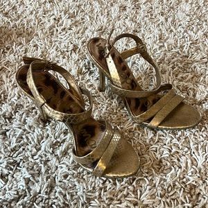 Sam Edelman Gold Snake Strappy Heels